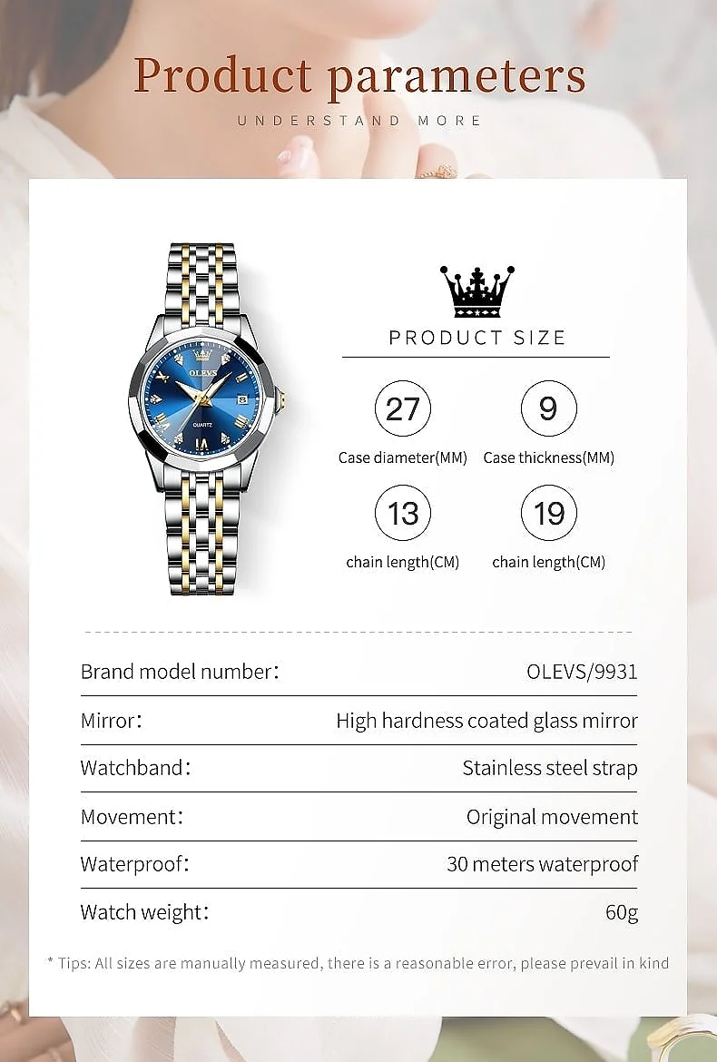 OLEVS 9931-GOLDEN BLUE description image
