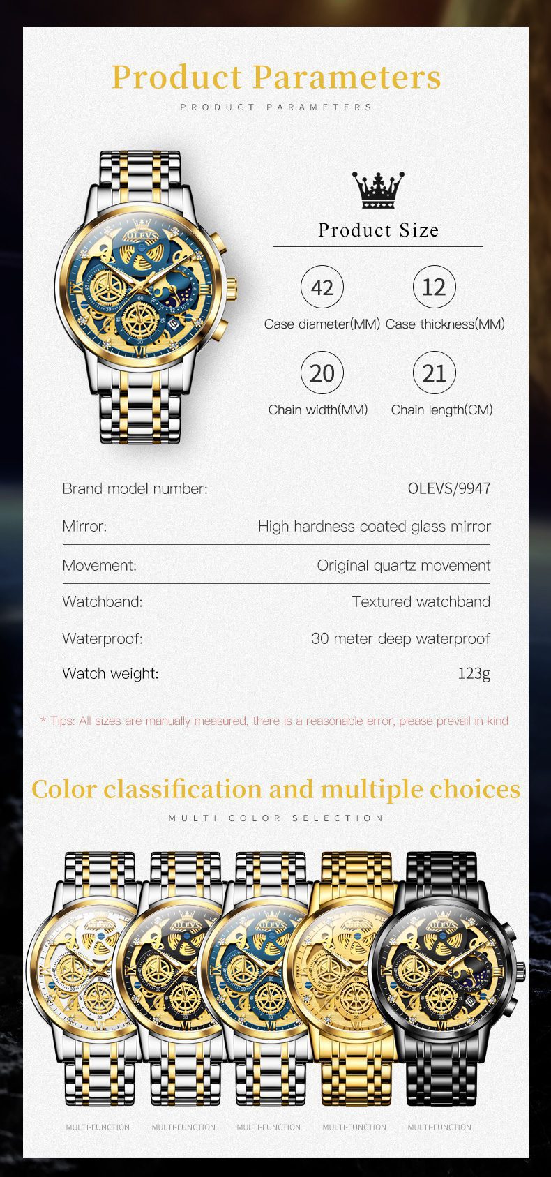 OLEVS 9947- BLACK description image