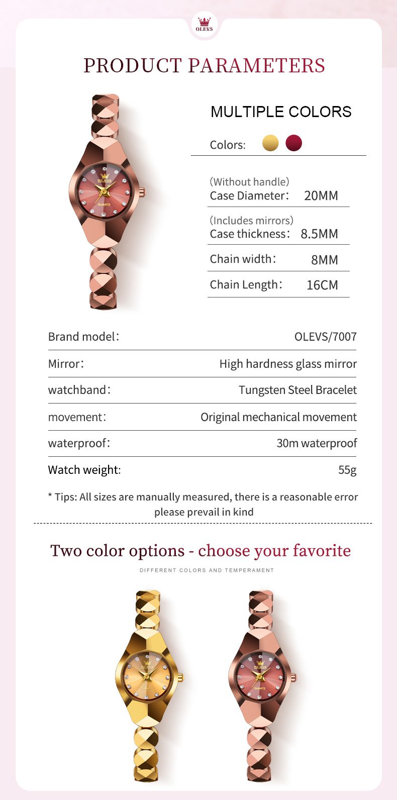 OLEVS 7007 - ROSE GOLD description image