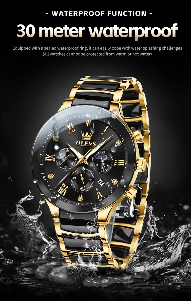 OLEVS 7004-GOLDEN BLACK description image