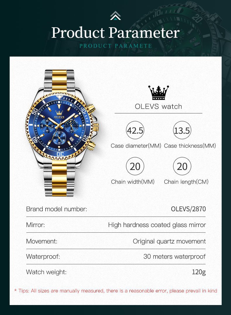 OLEVS2870 -GOLDEN BLUE description image