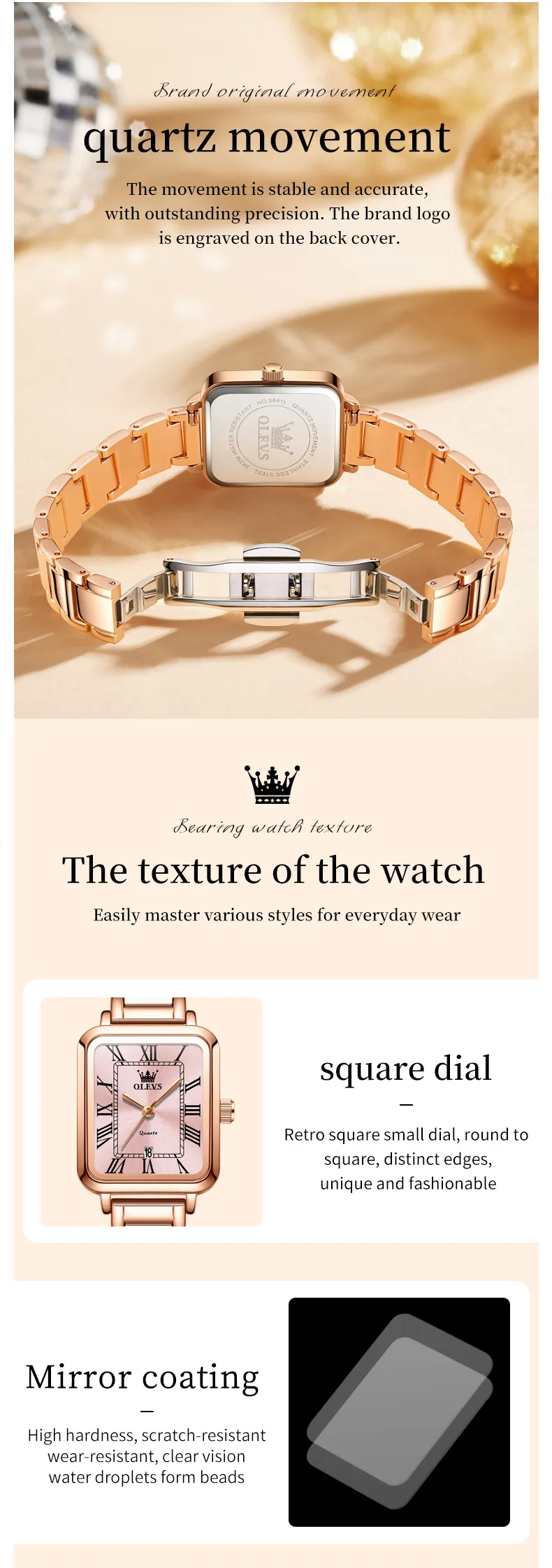 OLEVS 5641- ROSE GOLD PINK description image