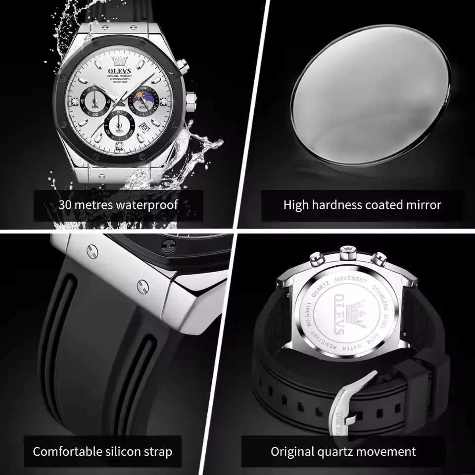 Olevs 9911 For Men - Black white image 2