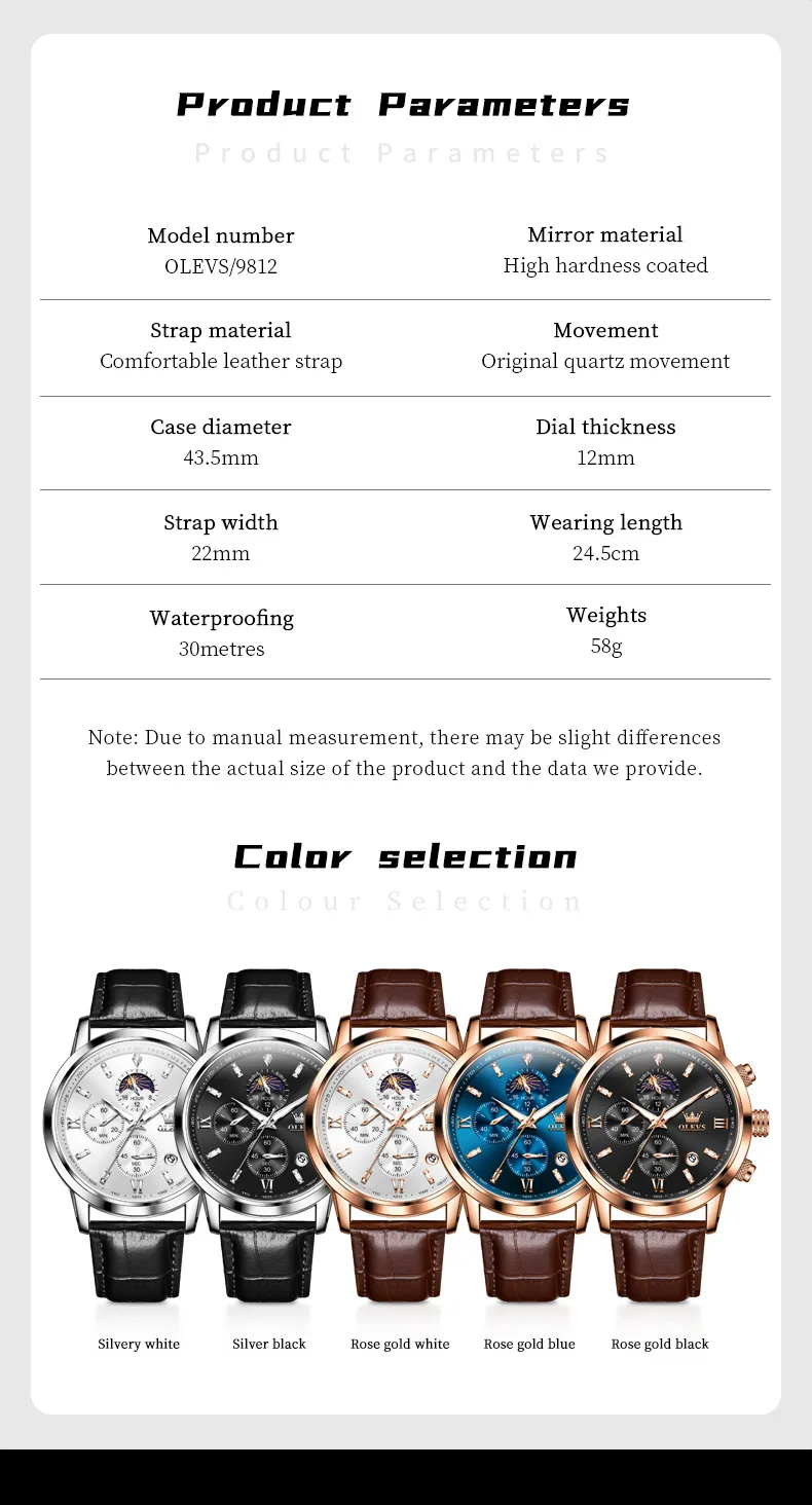 OLEVS 9812 - BLACK  WHITE description image