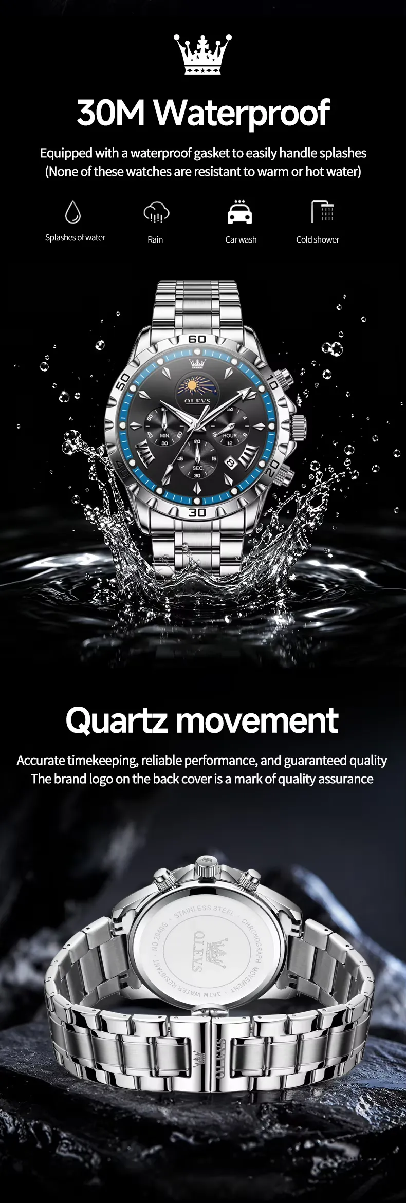OLEVS 2949-SILVER BLUE description image