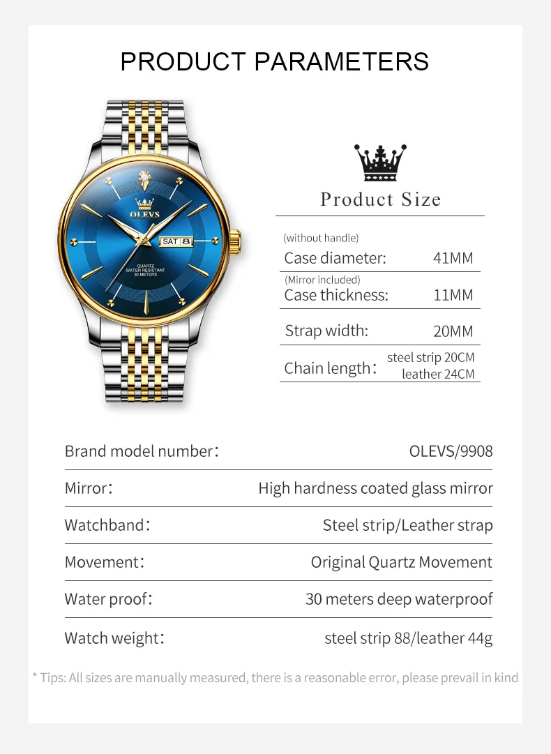 OLEVES 9908 - GOLDEN BLUE description image