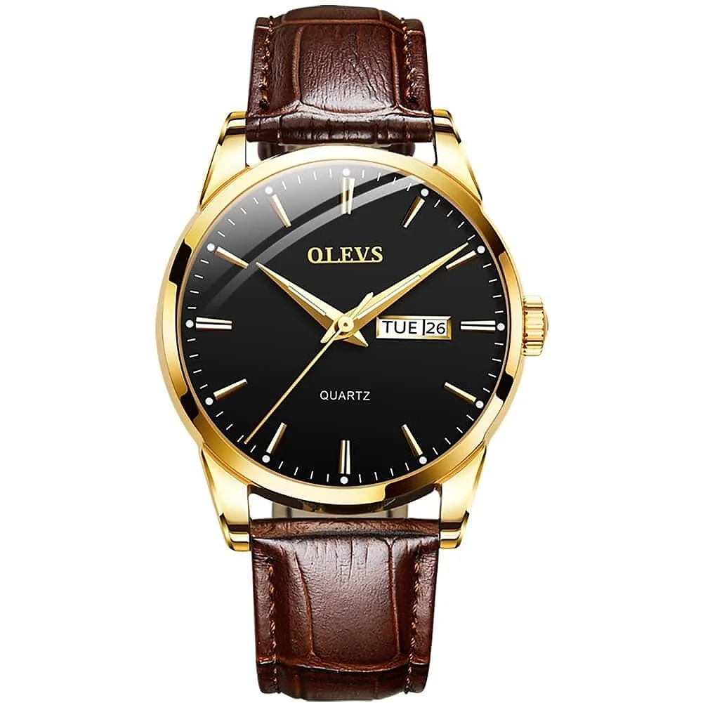 OLEVS 6898-BLACK BROWN