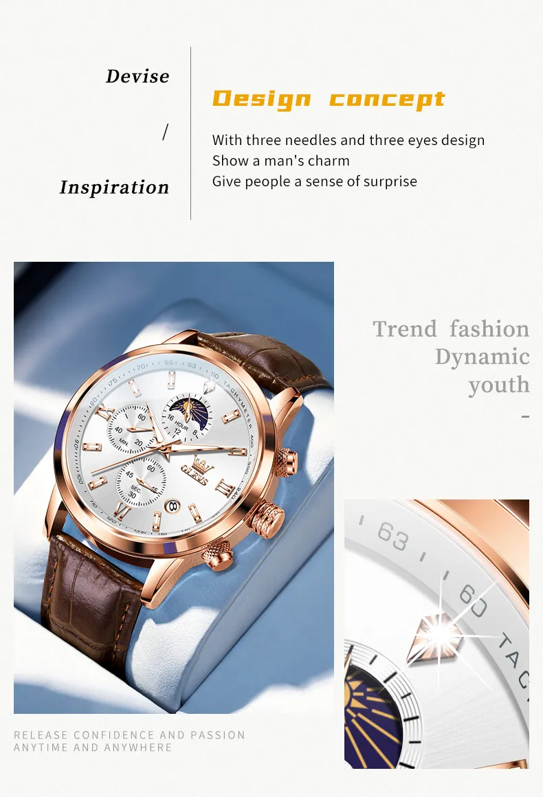 OLEVS 9812 - BROWN WHITE description image