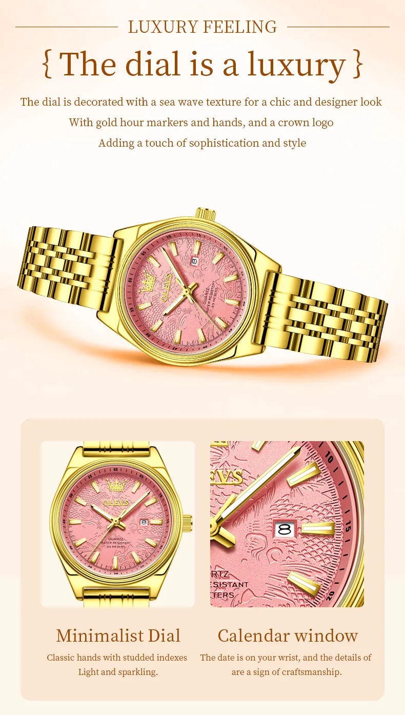 OLEVS 3703- GOLDEN PINK description image