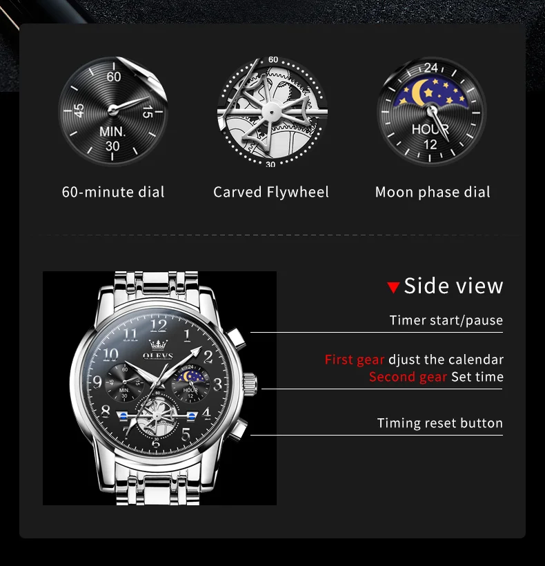 OLEVS 2900 - SILVER BLACK description image