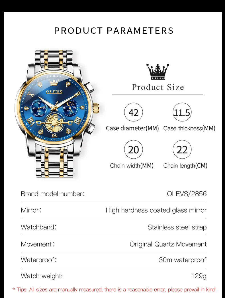 OLEVS 2856 -GOLDEN BLUE description image