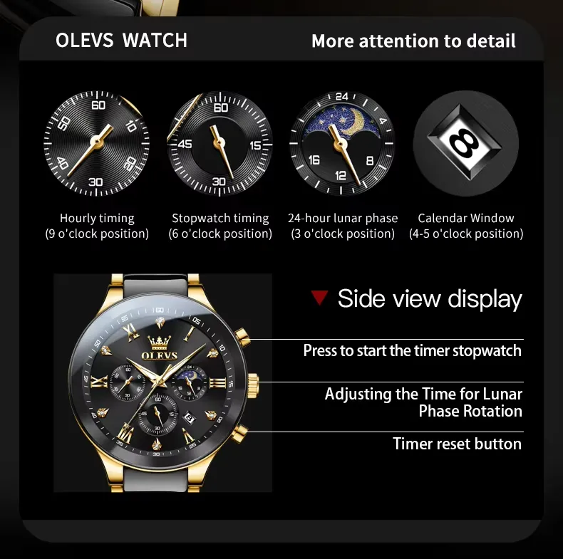 OLEVS 7004-GOLDEN BLACK description image