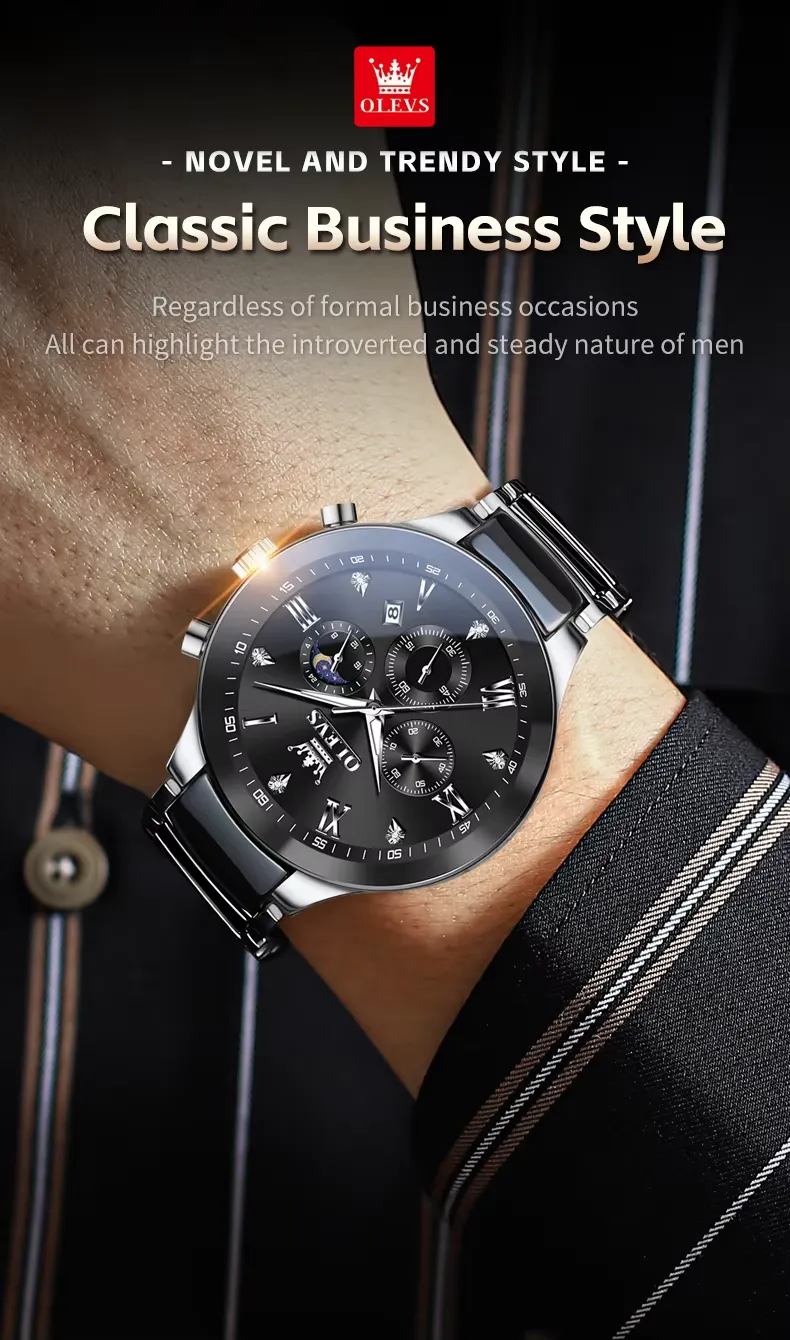 OLEVS 7004-SILVER BLACK description image
