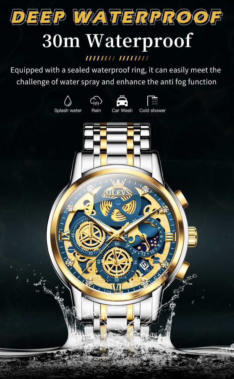 OLEVS 9947-GOLDEN BLUE description image