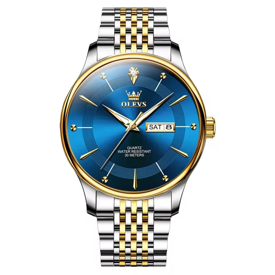 Olevs 9908 CH For Man - Silver Gold Blue